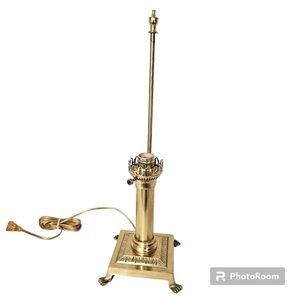 Vintage Mid 20th Century Footed Brass Paris Table Lamp 20"